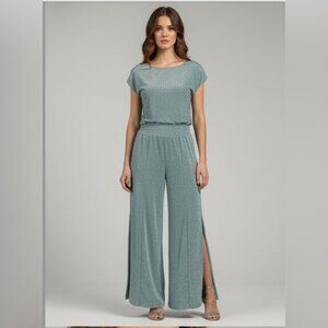 Boston Proper Glitter Pant Suit Blue/Green
